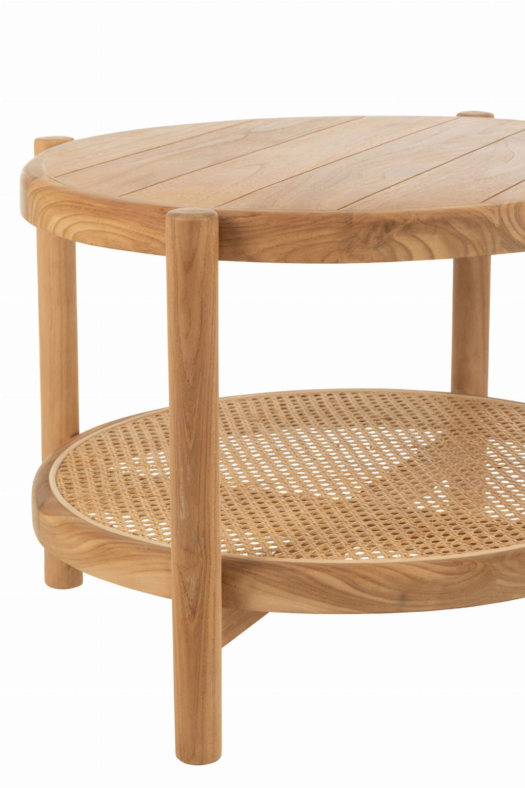 Stolik kawowy Mera drewno tekowe plecionka ø68x46 cm J - LINE