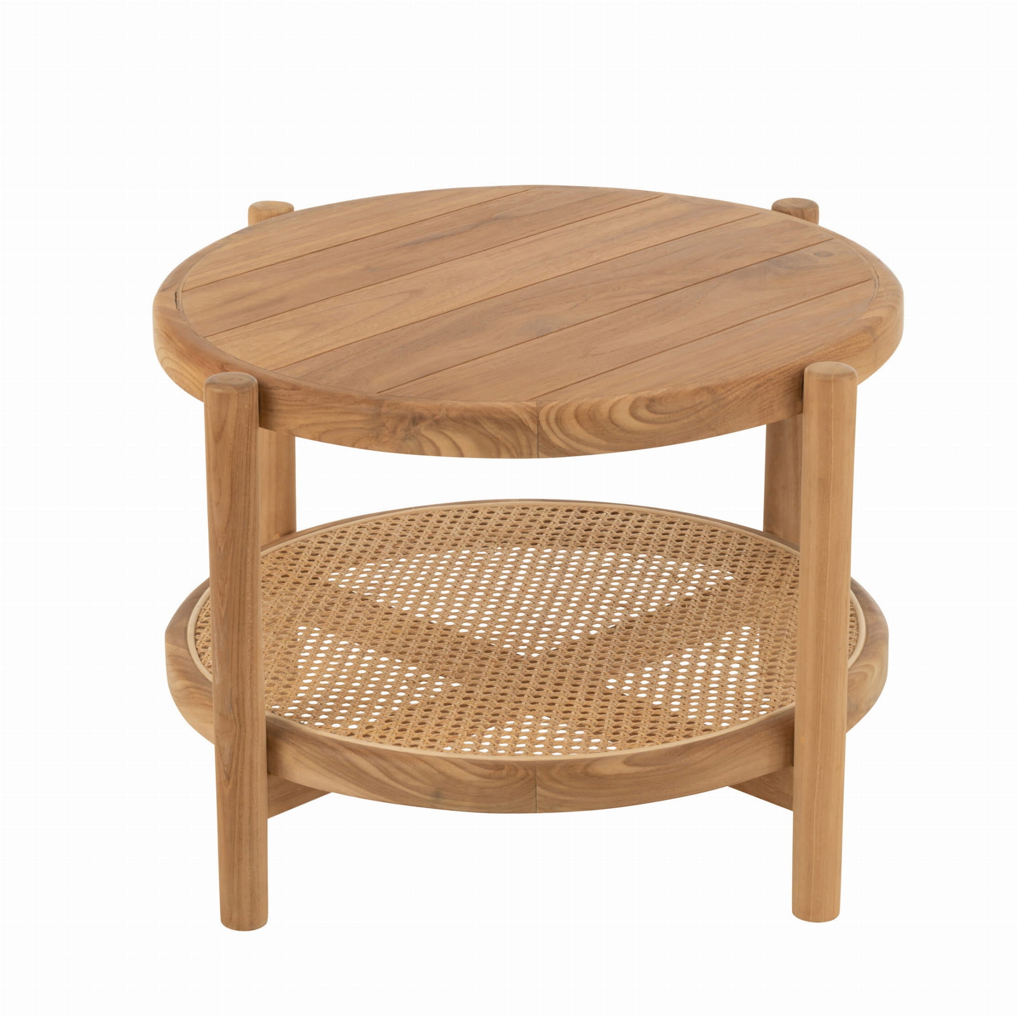 Stolik kawowy Mera drewno tekowe plecionka ø68x46 cm J - LINE