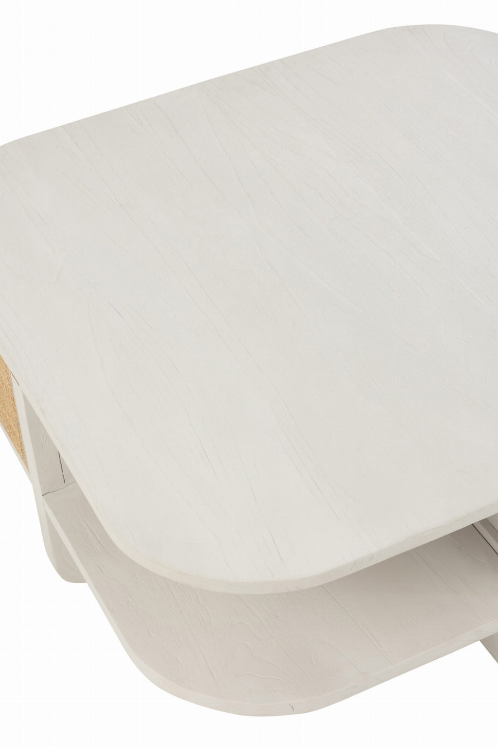 Stolik kawowy Molly biały drewno rattan 85x85x36 cm J - LINE