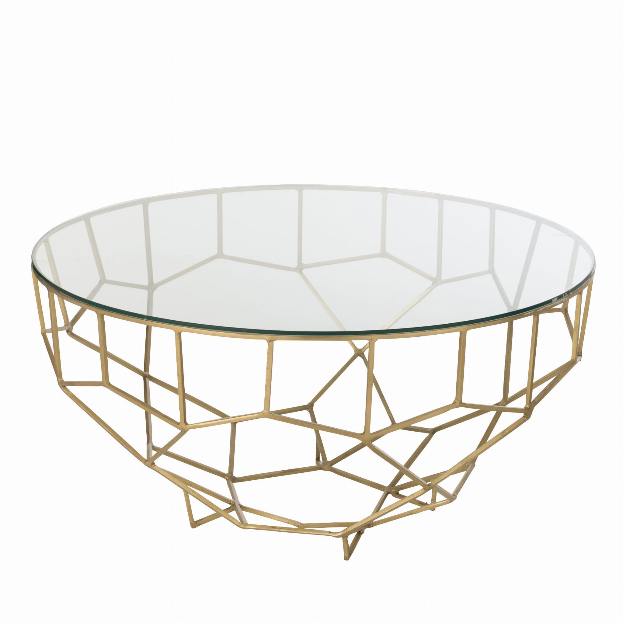 Stolik kawowy Moza ażurowy metalowy szkło ø90x44 cm J - LINE