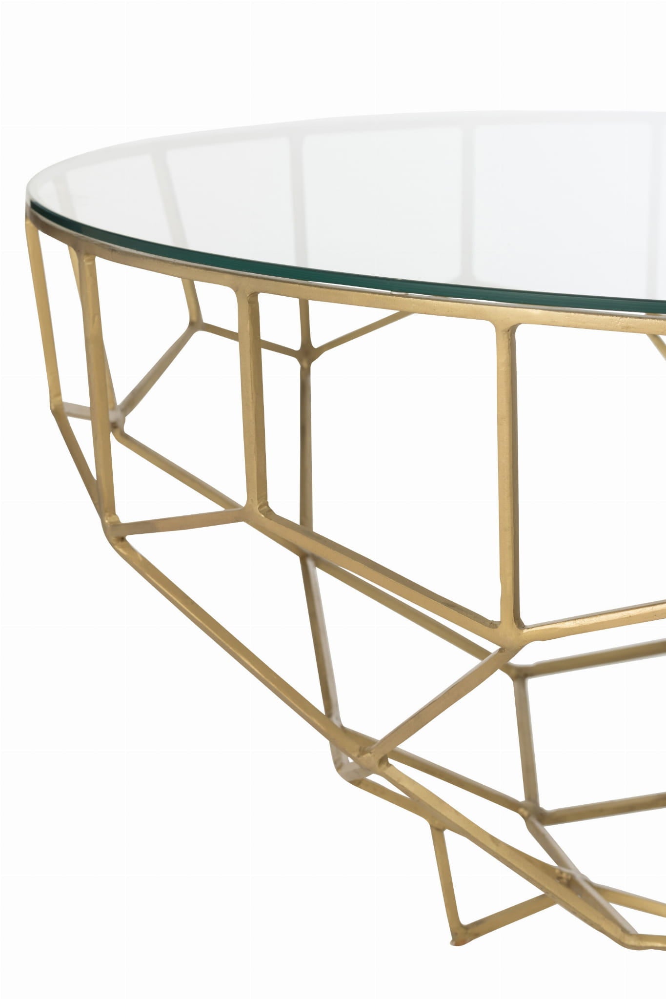 Stolik kawowy Moza ażurowy metalowy szkło ø90x44 cm J - LINE