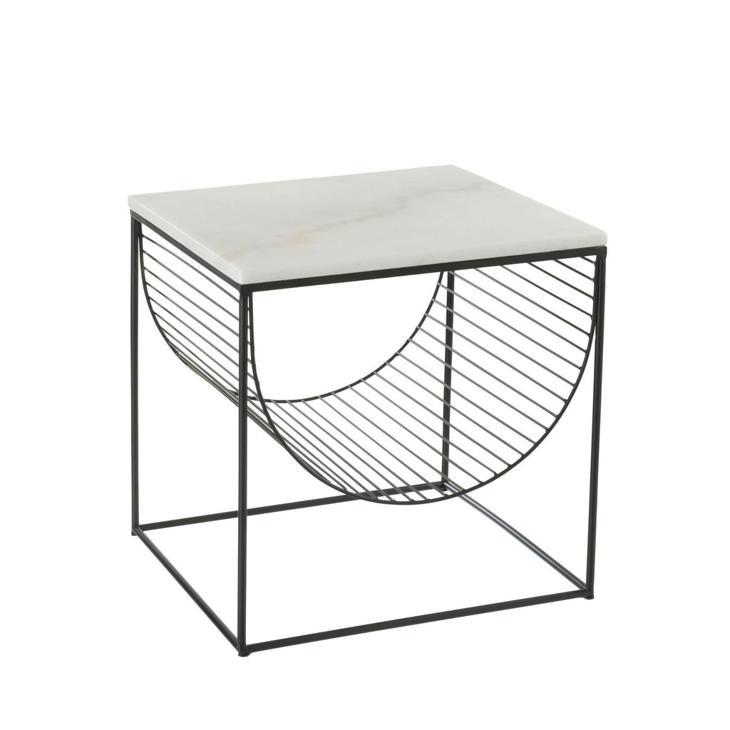 Stolik marmurowy Yona z gazetownikiem 45x45x45 cm J - LINE