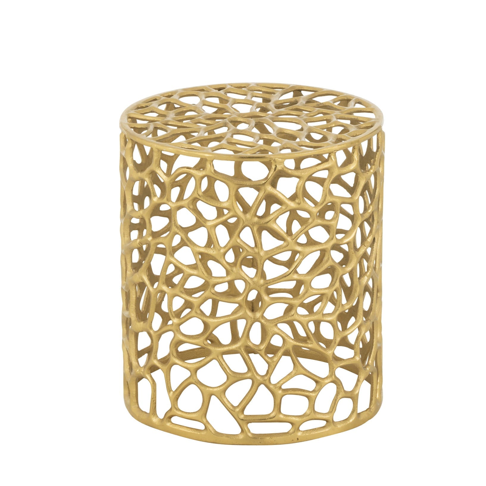 Stolik pomocniczy Gold ażurowy metalowy ø34x38 cm J - LINE