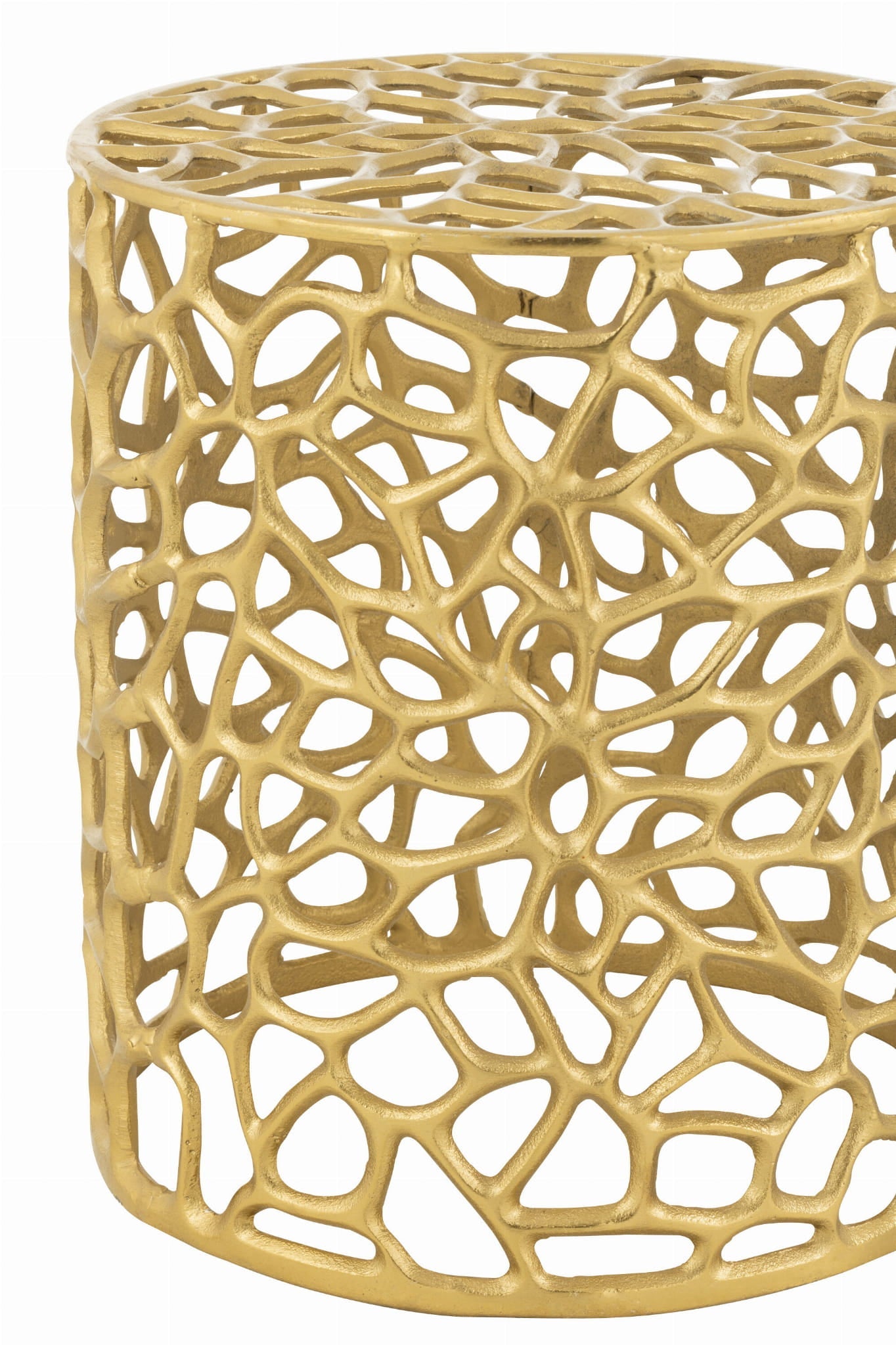 Stolik pomocniczy Gold ażurowy metalowy ø34x38 cm J - LINE