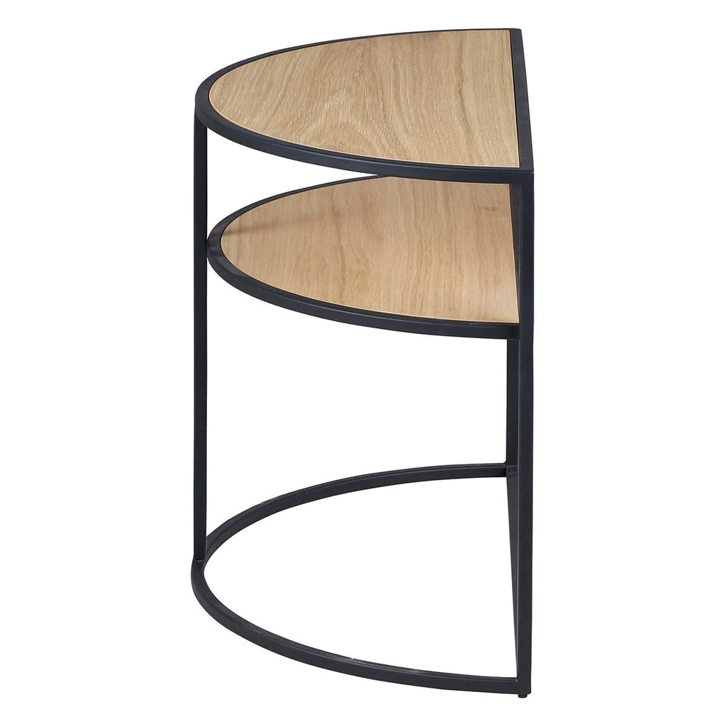 Stolik pomocniczy Grayson półokrągły drewno metal 60x30x45cm Zago