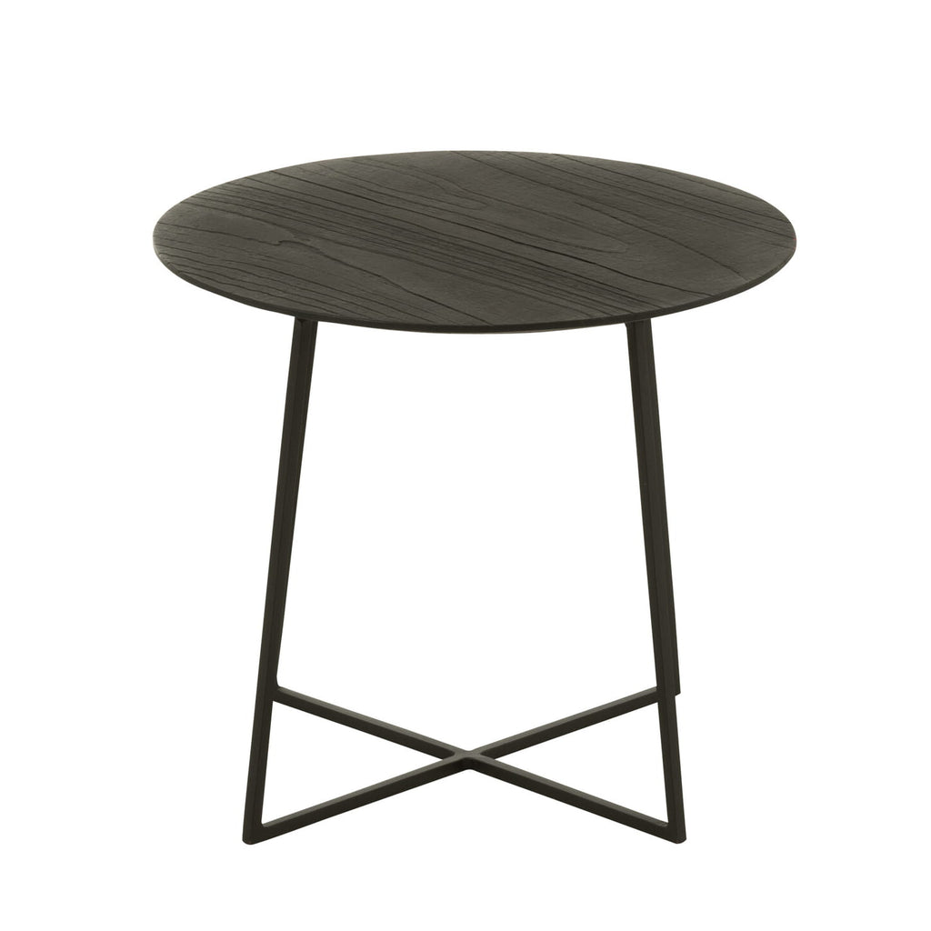 Stolik pomocniczy NOCTA z drewna tekowego Śr.45x40 cm J - LINE