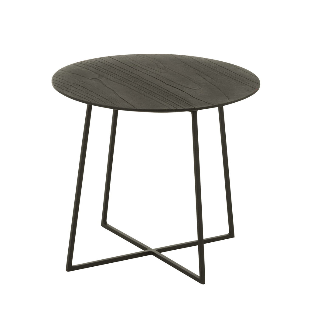 Stolik pomocniczy NOCTA z drewna tekowego Śr.45x40 cm J - LINE
