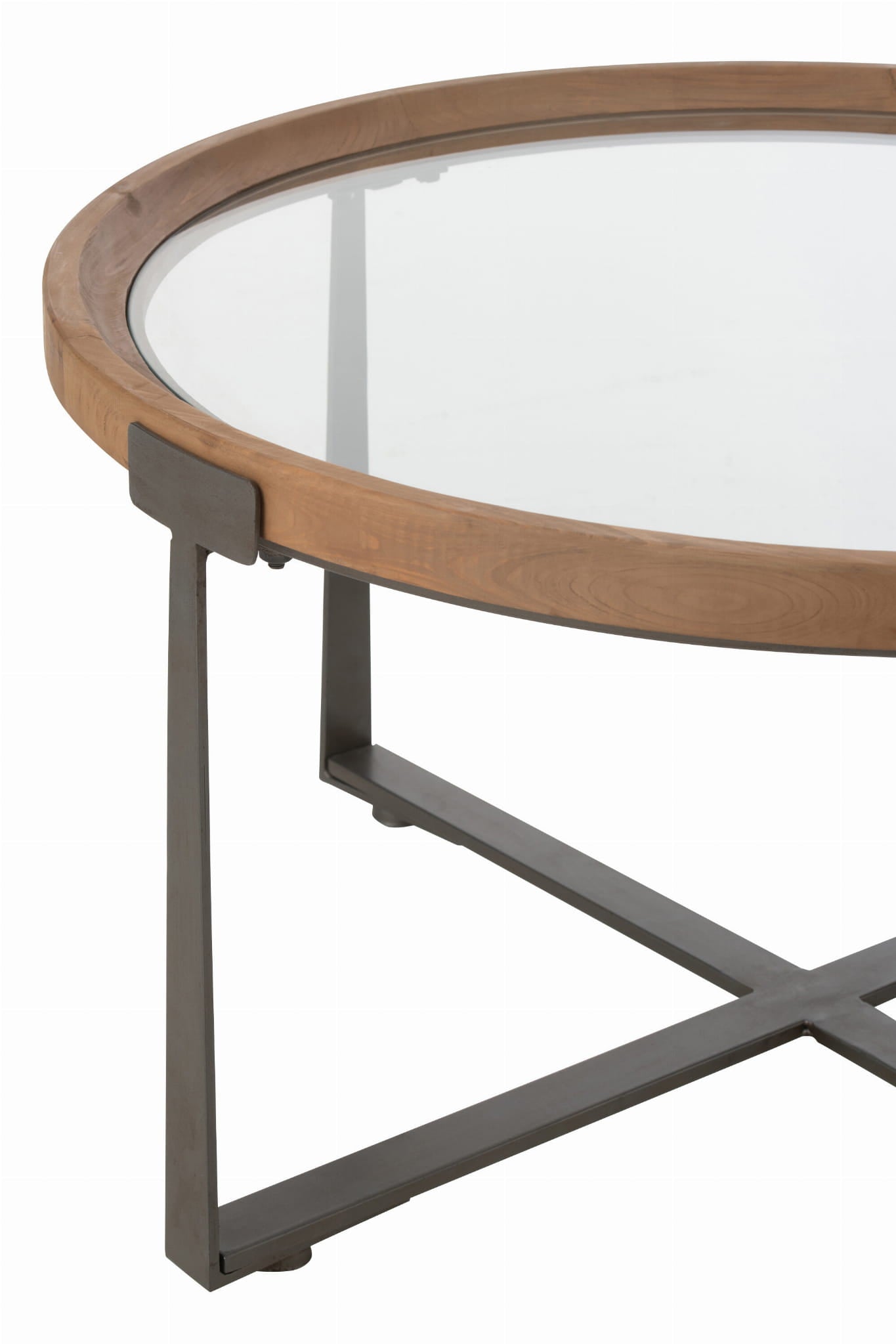 Stoliki kawowe Robin 2 szt ø80x43 ø62x36 cm szkło drewno J - LINE