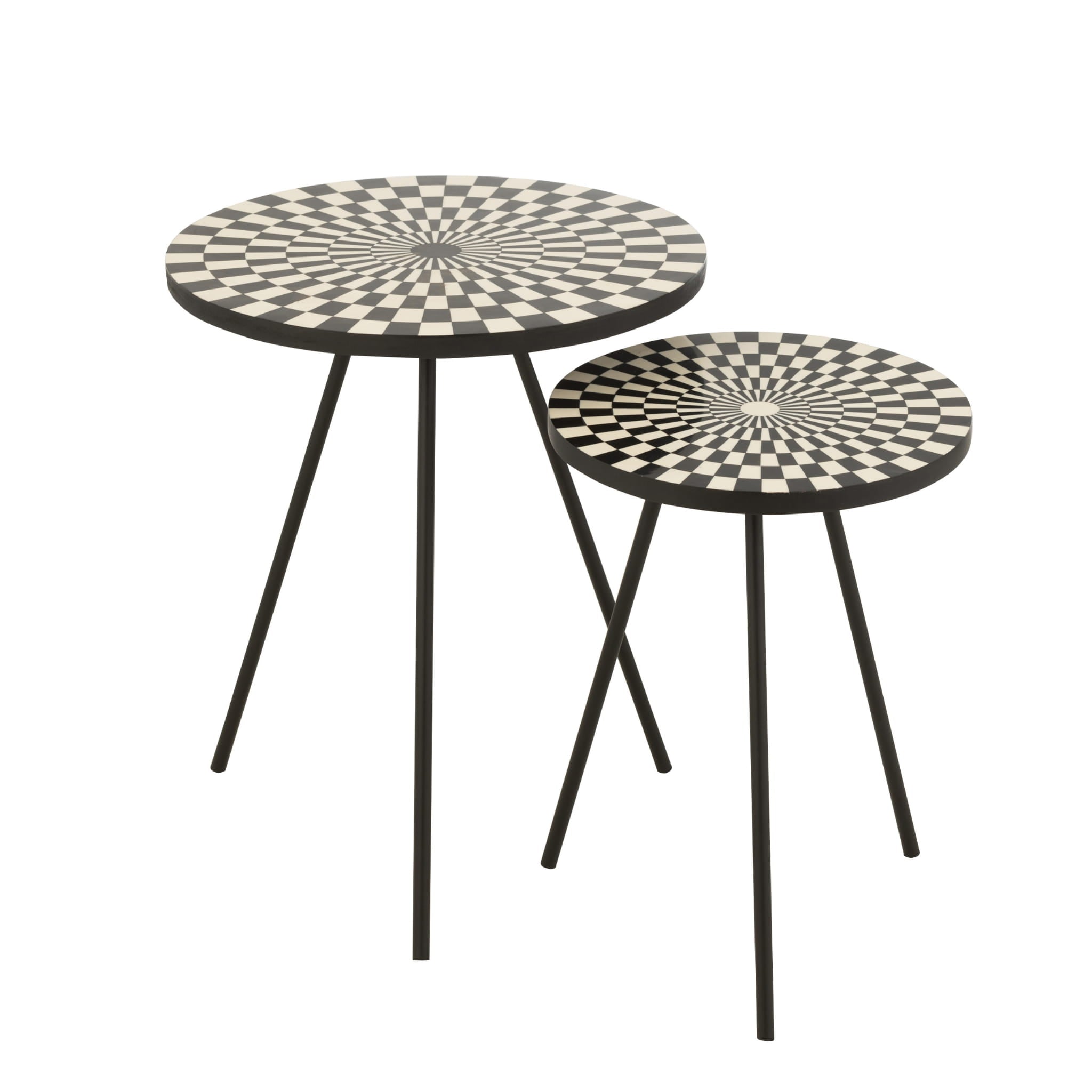 Stoliki Pattern 2 szt krata czarno - biały J - LINE
