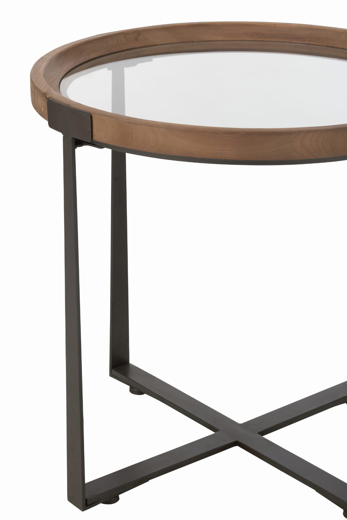 Stoliki pomocnicze Robin 2 szt ø60x60 ø40x45 cm szkło drewno J - LINE