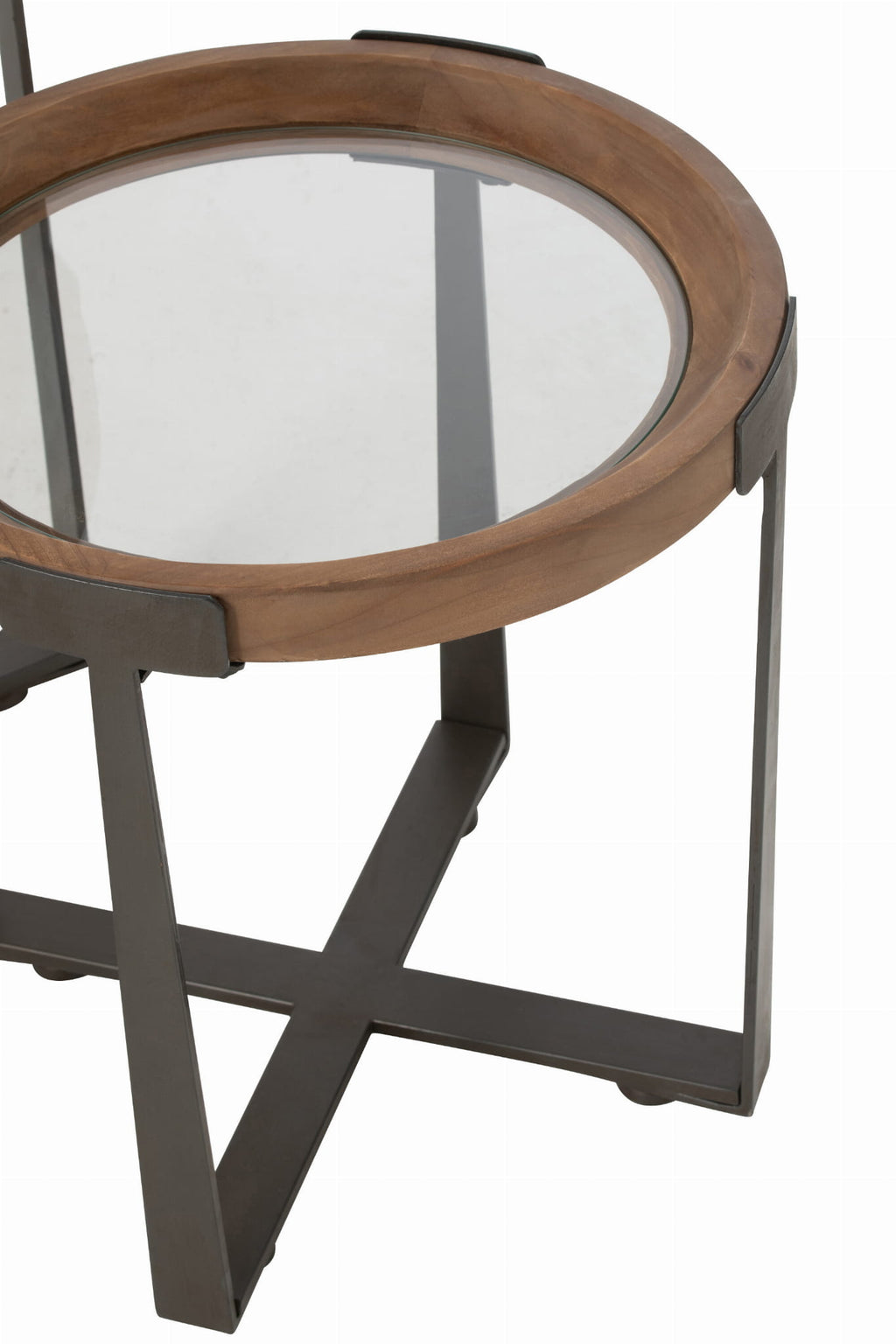 Stoliki pomocnicze Robin 2 szt ø60x60 ø40x45 cm szkło drewno J - LINE