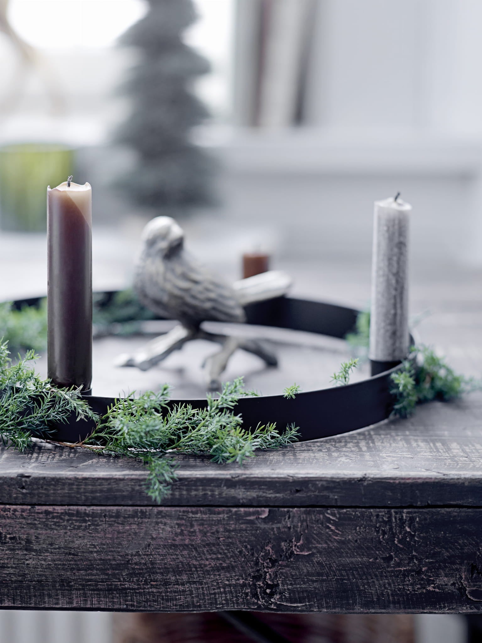 Świecznik Kwelu adwentowy metalowy okrągły Śr.30xH2,5 cm Bloomingville