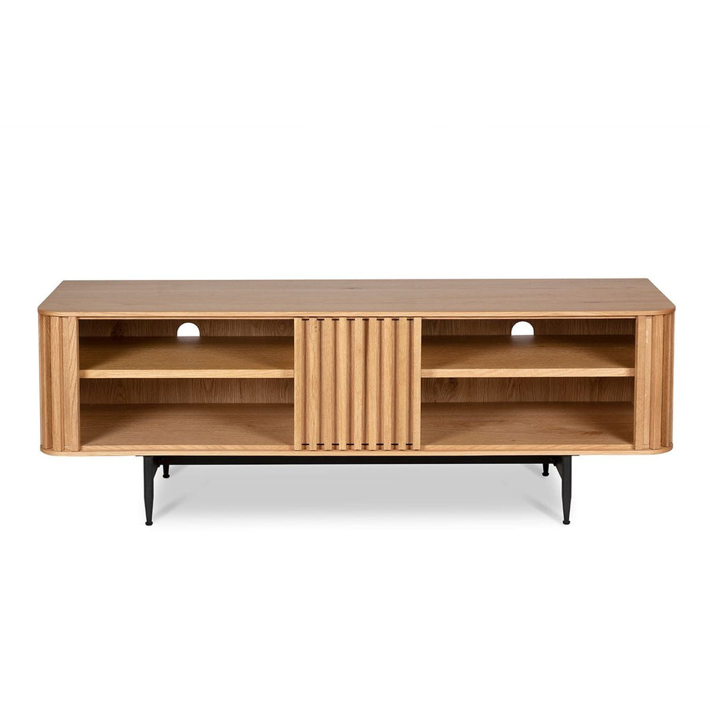 Szafka rtv Linea 130 cm dębowe lamele naturalny Zago