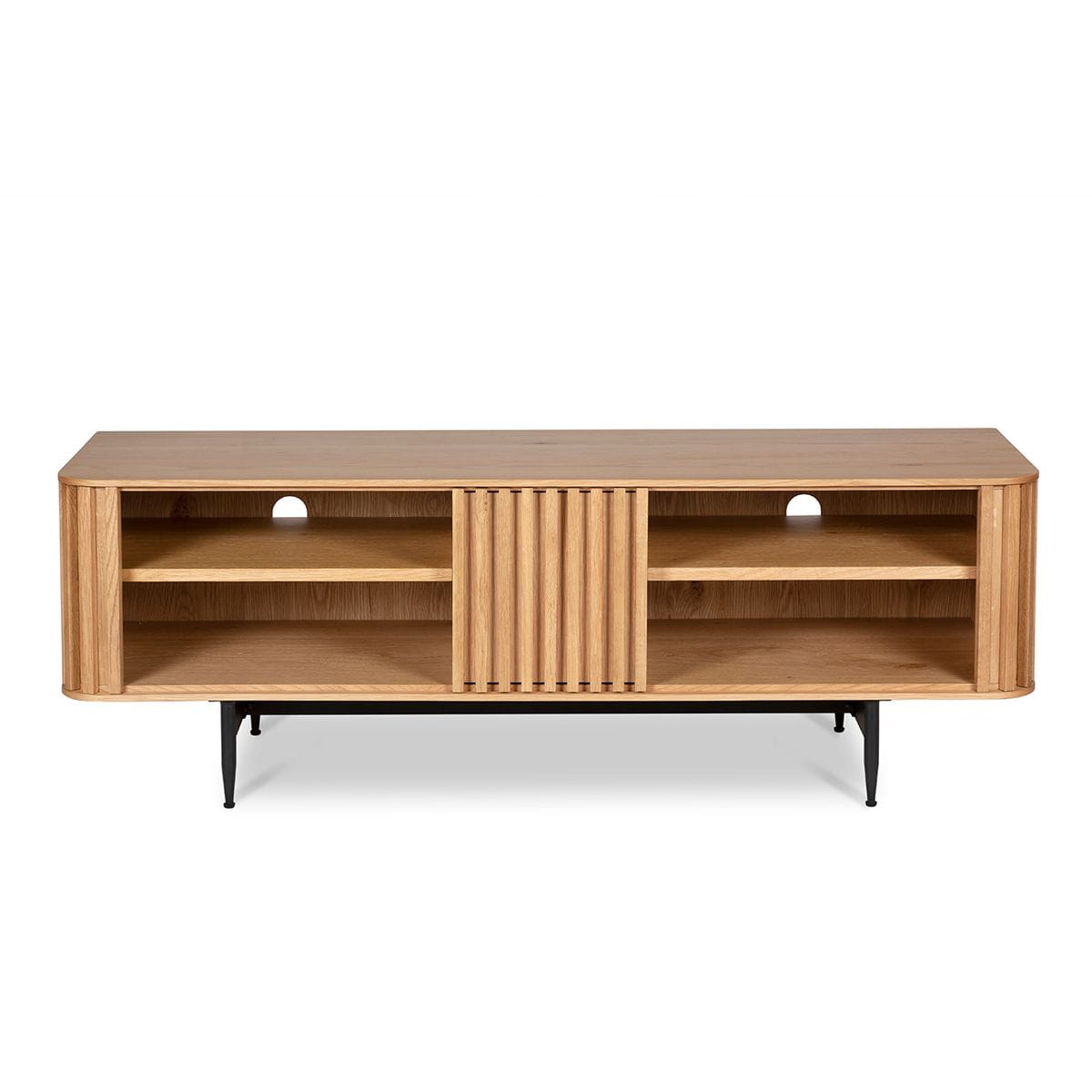 Szafka rtv Linea 130 cm dębowe lamele naturalny Zago