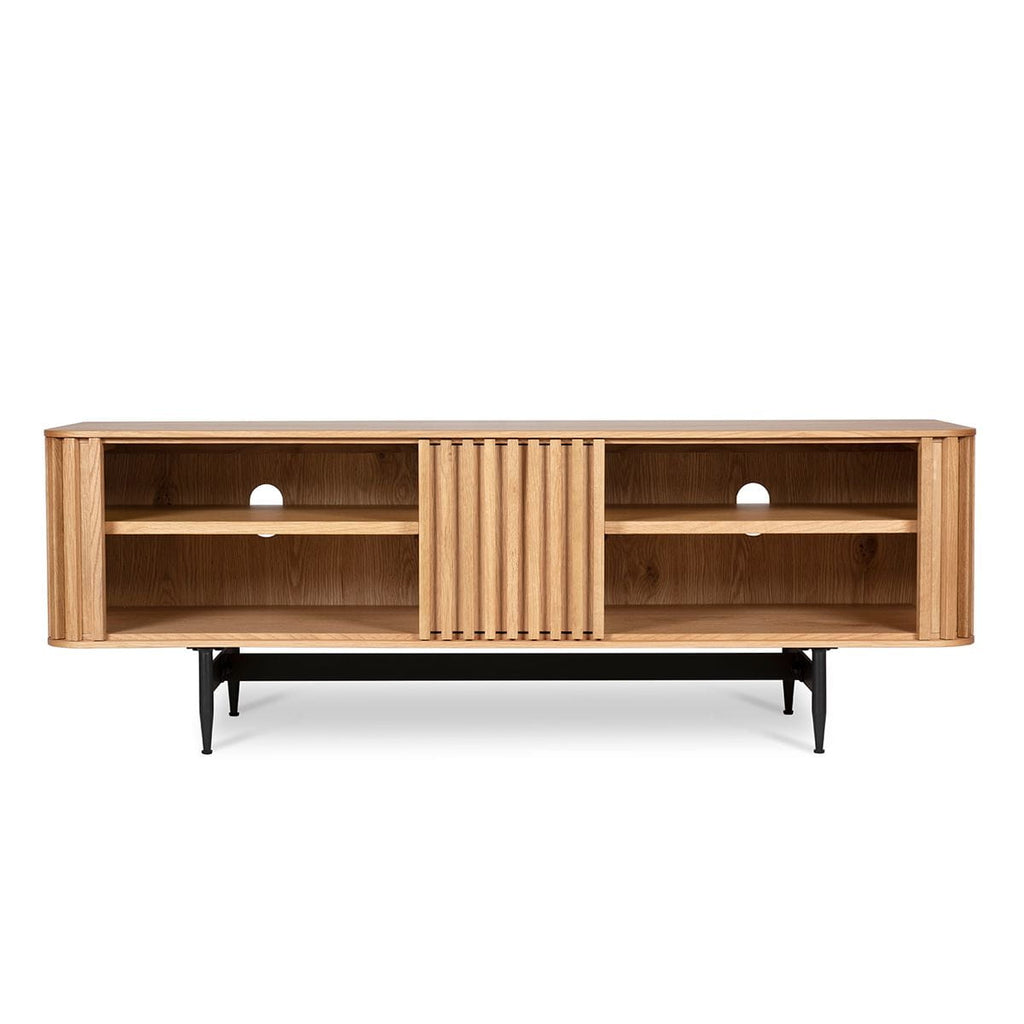 Szafka rtv Linea 130 cm dębowe lamele naturalny Zago