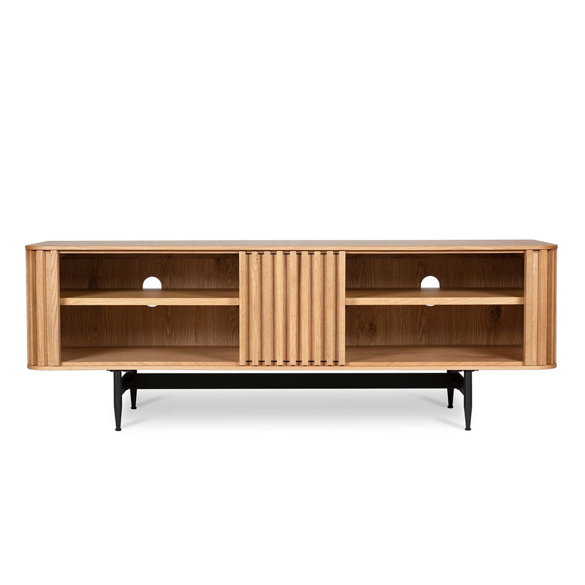 Szafka rtv Linea 130 cm dębowe lamele naturalny Zago