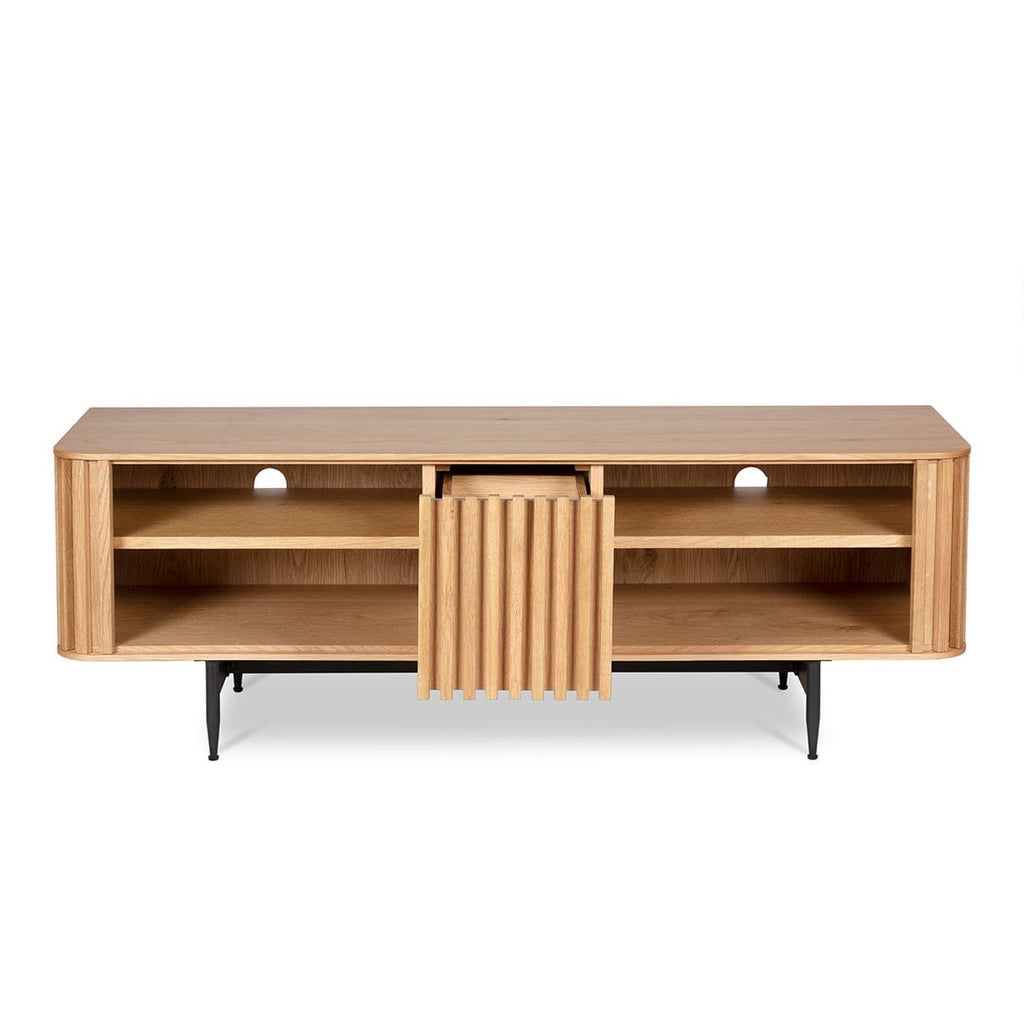 Szafka rtv Linea 130 cm dębowe lamele naturalny Zago