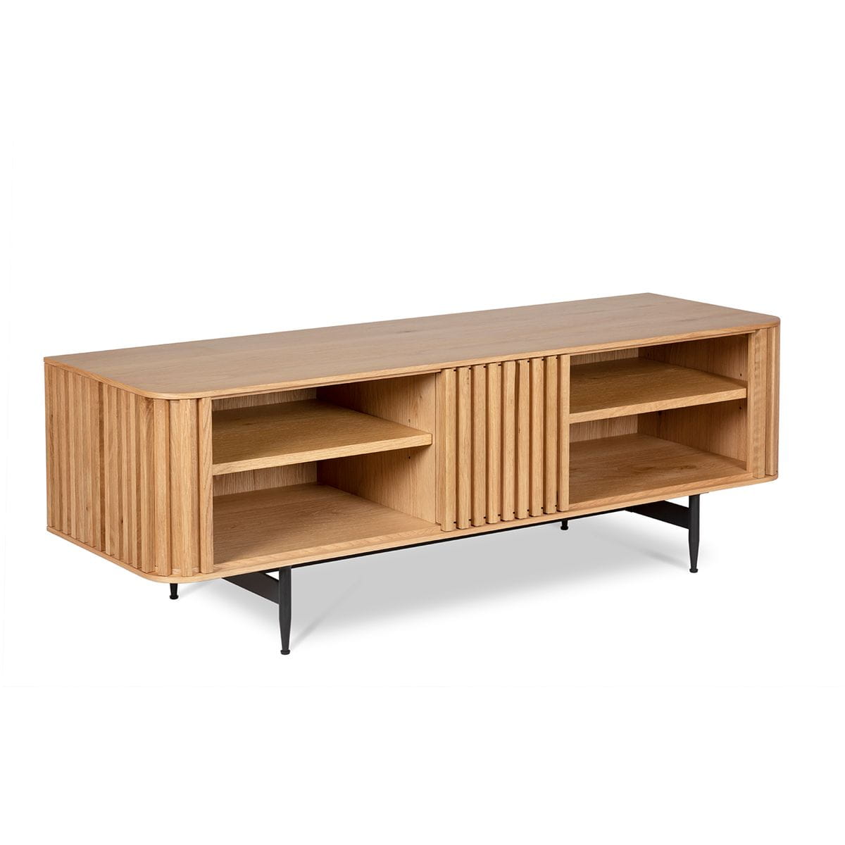 Szafka rtv Linea 130 cm dębowe lamele naturalny Zago