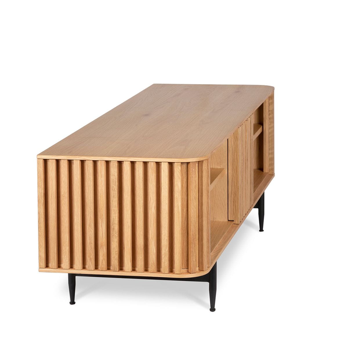 Szafka rtv Linea 130 cm dębowe lamele naturalny Zago