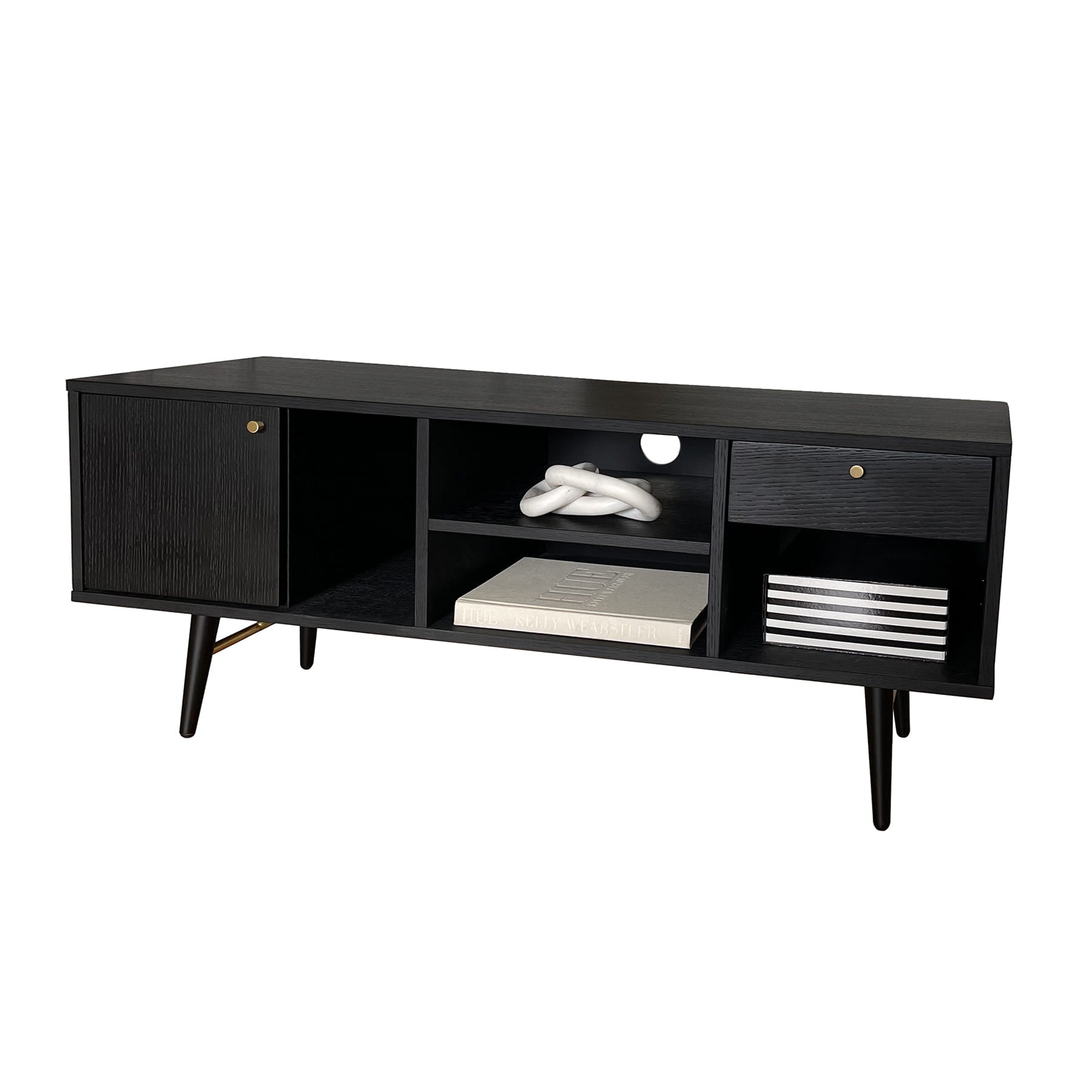 Szafka rtv VERONA DUO Brass 117 cm x 50 cm x 40 cm czarna Zago