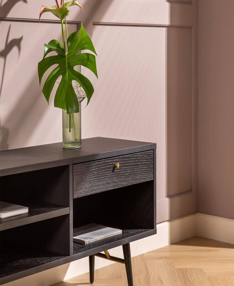 Szafka rtv VERONA DUO Brass 117 cm x 50 cm x 40 cm czarna Zago