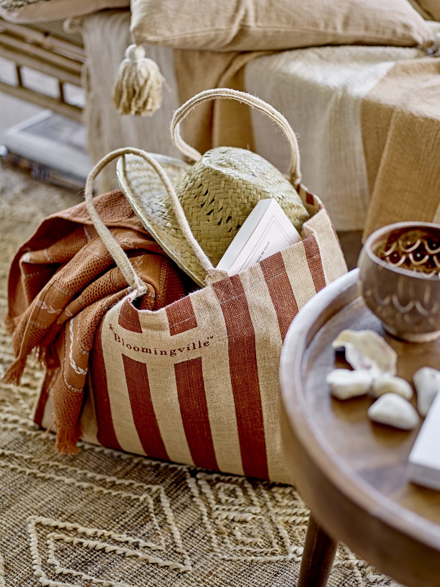 Torba na zakupy Bergamo plażowa shopper brązowa juta Bloomingville