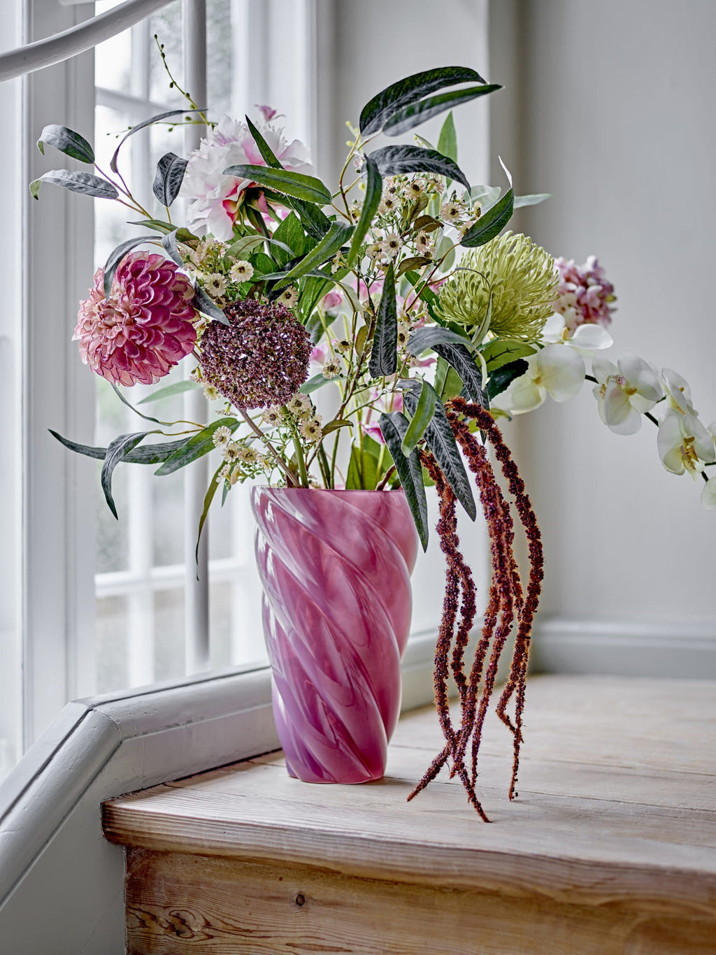 Wazon Callo 29 cm różowy szklany Bloomingville bez marki