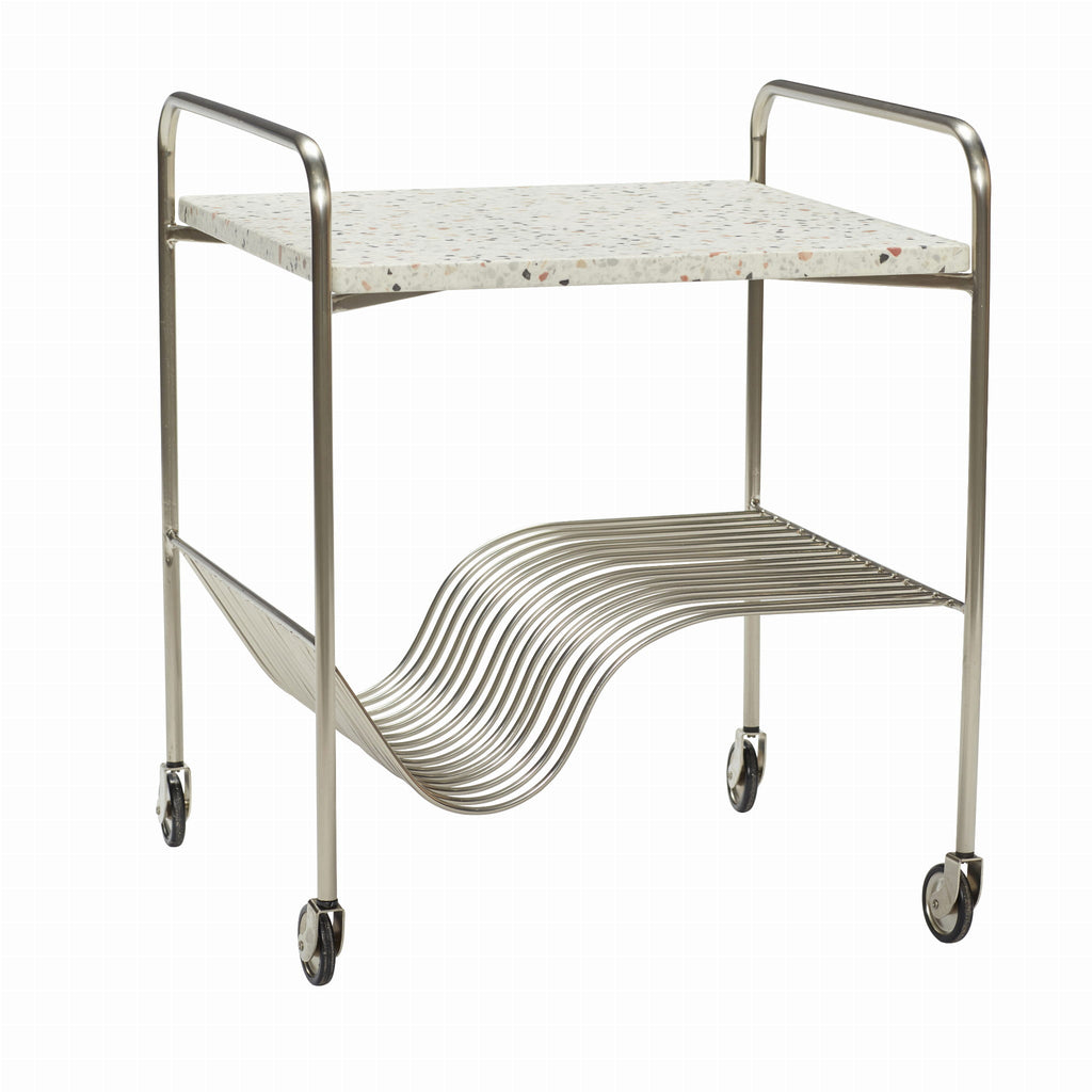 Wózek Wave Terrazzo/Nickel 50x49xh62cm Hübsch