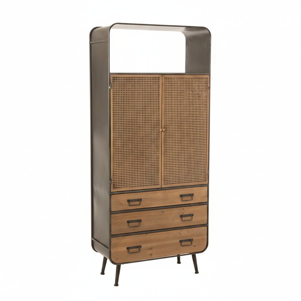 Wysoka komoda Loft High metal drewno szuflady 180 cm J - LINE