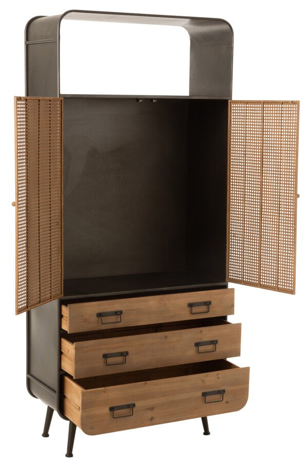 Wysoka komoda Loft High metal drewno szuflady 180 cm J - LINE