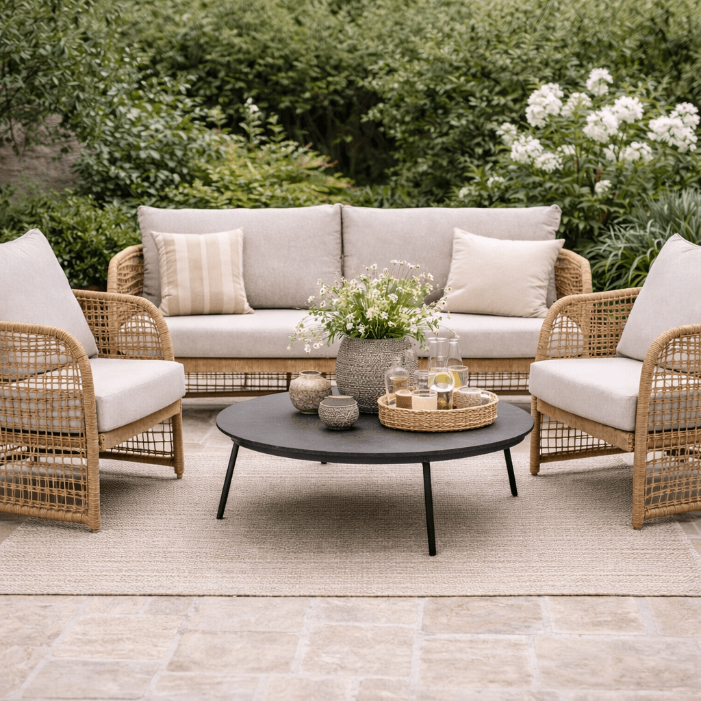 Zestaw mebli ogrodowych Penzano polirattan sofa 2x fotel Bloomingville