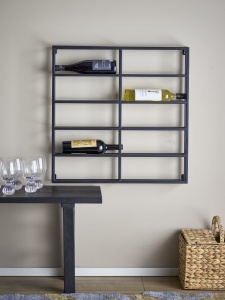 Stojak na wino Magne czarny metalowy 67x67x10 cm