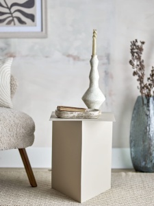 Stolik boczny TASHA beżowy metalowy 35x35x45 cm