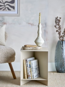 Stolik boczny TASHA beżowy metalowy 35x35x45 cm