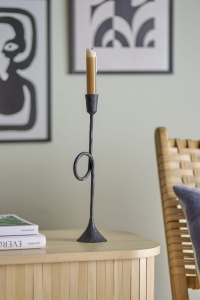 Świecznik na klasyczną świecę Jada czarny metalowy 34 cm