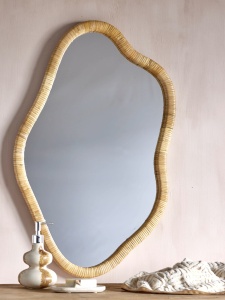 Lustro Ashlie rattanowe asymetryczne 80x50 cm