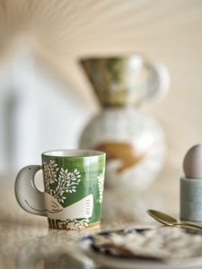 Kubek Hezha zielony 260 ml ptaki