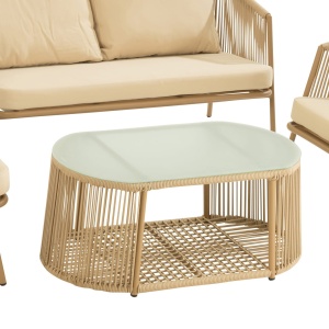 Zestaw mebli ogrodowych ELI Premium beżowy – sofa, fotele i stół, J-Line