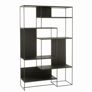 Regał NOCTA z drewna tekowego metalu 190x120cm w kolorze czarnym minimalistyczny