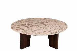 Stolik kawowy MATHILDE marmur naturalny beżowy Śr. 90xH30 cm