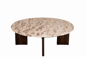 Stolik kawowy MATHILDE marmur naturalny beżowy Śr. 90xH30 cm