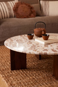 Stolik kawowy MATHILDE marmur naturalny beżowy Śr. 90xH30 cm