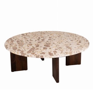 Stolik kawowy MATHILDE marmur naturalny beżowy Śr. 90xH30 cm