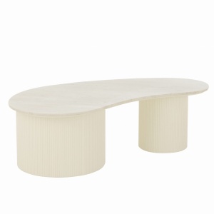 Stolik kawowy MORPHA marmur biały 120x60x37 cm organiczny kształt