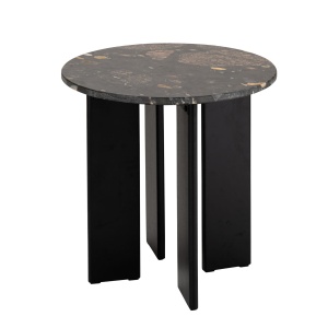 Stolik pomocniczy MATHILDE marmur czarny brzoskwiniowy Śr. 50x50 cm