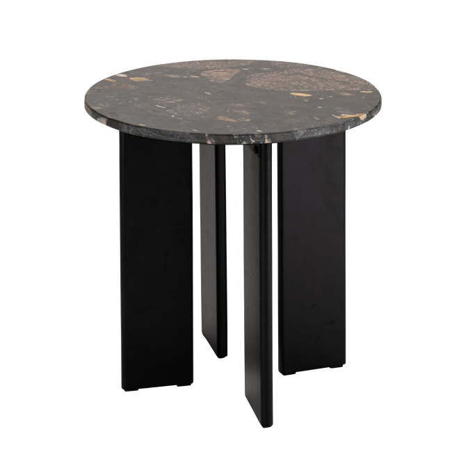 Stolik pomocniczy MATHILDE marmur czarny brzoskwiniowy Śr. 50x50 cm