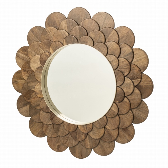 Dekoracyjne lustro okrągłe BLOOM drewno 120 cm