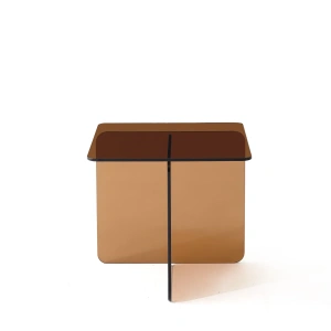 Stolik boczny BURANO ze szkła hartowanego 50x50x46 cm brązowy