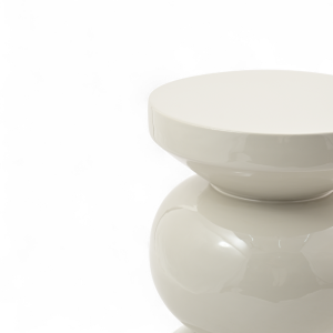 Stolik boczny puf RIO emaliowany jasnoszary ø35x46 cm