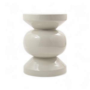 Stolik boczny puf RIO emaliowany jasnoszary ø35x46 cm